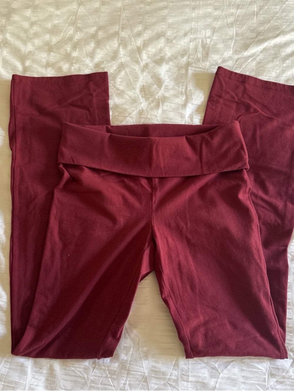 Fold-Over Maroon Yoga Pants